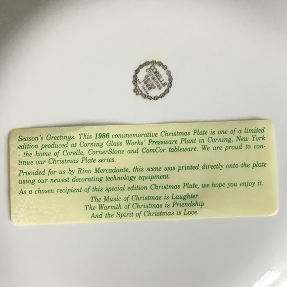 Corelle Vintage Christmas Plate Limited Edition 1986 Unused Holiday Dinnerware - Picture 3 of 8